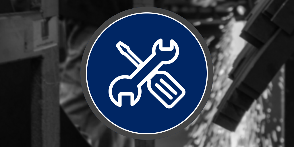 Aftermarket parts icon over a blurred equipment background