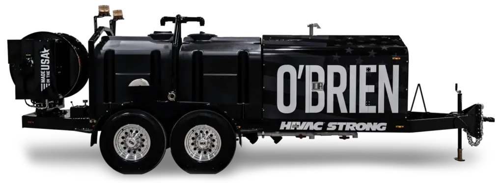 O'Brien 7000 trailer-mounted sewer jetter, product photo on black background